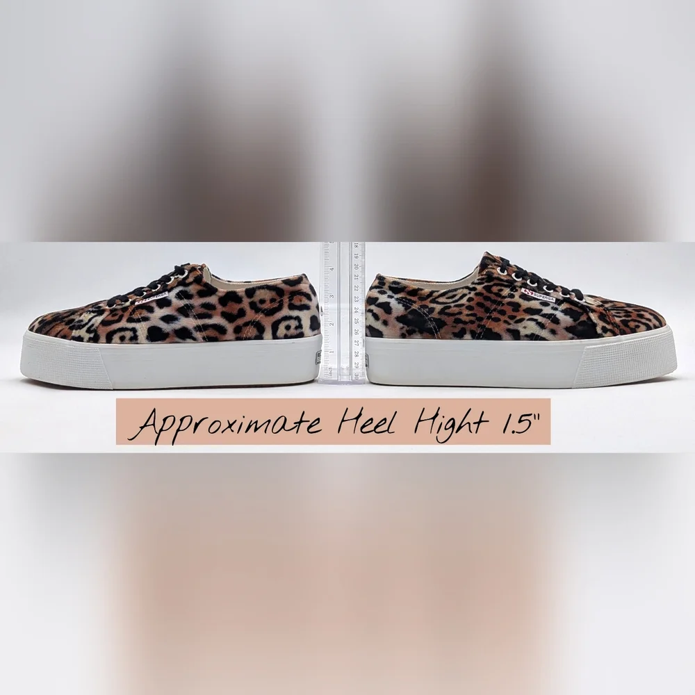 NWT SUPERGA® Fierce Leopard  Chunky Platform Sneaker Size 8.5 Brown/Black/White